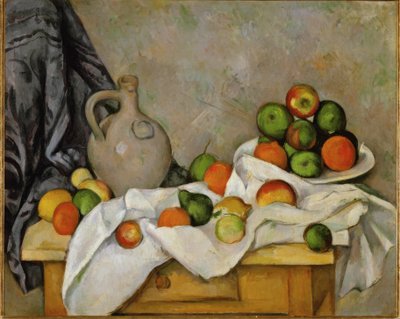 Curtain, Jug, and Fruit Bowl by Paul Cézanne