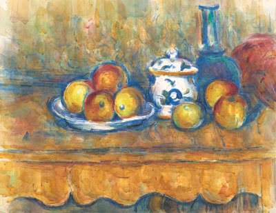 Still Life with Blue Bottle, Sugar Bowl, and Apples by Paul Cézanne