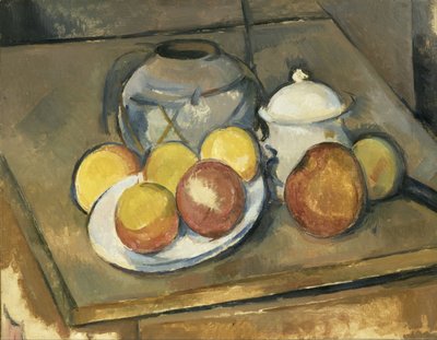 Vase, Sugar Bowl and Apples by Paul Cézanne