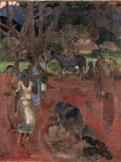 Tahitian Landscape with Nine Figures by Paul Gauguin