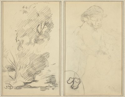 Trees; Sketch of Breton Boy (verso) by Paul Gauguin