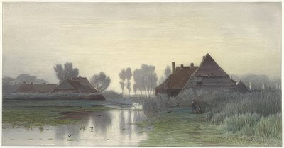 Farmhouses in Morning Mist. 1838-1903 by Paul Joseph Constantin Gabriel