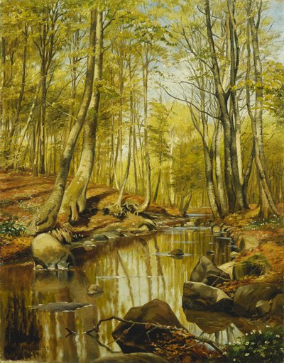 A Wooded River Landscape by Peder Monsted