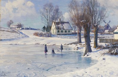 Sledging on a Frozen Pond by Peder Monsted