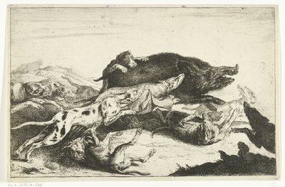 Dogs Hunting a Boar by Peeter Boel