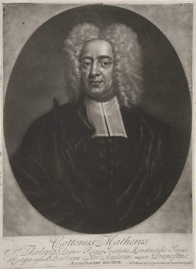 Cotton Mather, pub. 1728 by Peter (after) Pelham