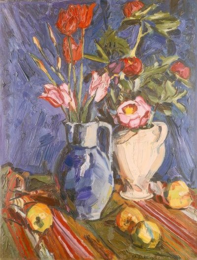 Still Life with Flowers and Apples by Peter August Böckstiegel