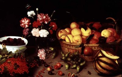 Still Life of Flowers and Fruit by Peter Binoit