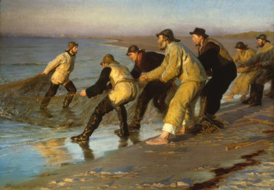 Fishermen Pulling Nets on Skagen Beach by Peder Severin Krøyer