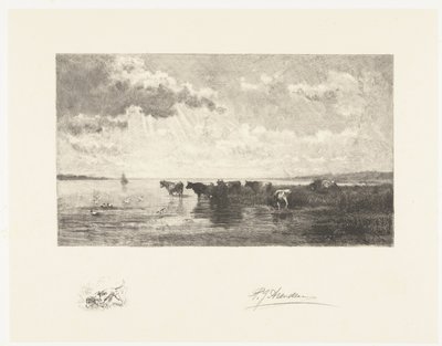Cattle by a Pond by Petrus Johannes Arendzen