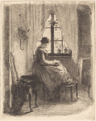 Young Woman Reading by a Window by Philipp Rumpf