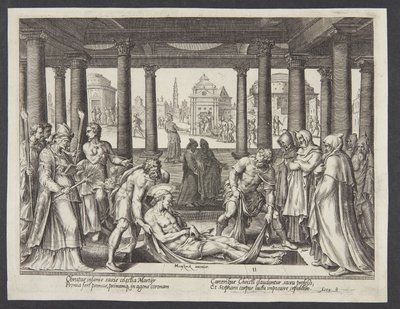 The Burial of St. Stephen by Philips Galle