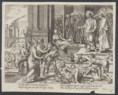 The Death of Sapphira by Philips Galle