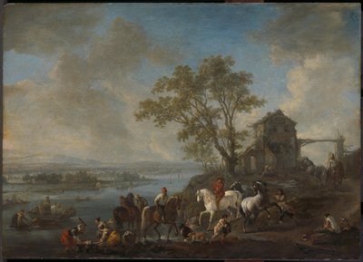 Horsepond on a River by Philips Wouwerman