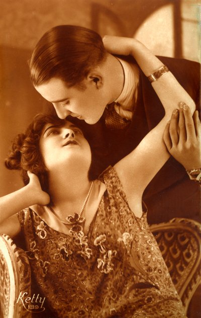 1920s French Couple Embracing by Photographer French