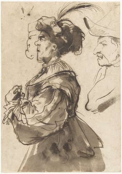 Caricature of an Old, Adorned Woman by Pier Francesco Mola