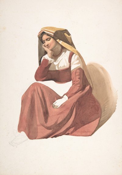 Seated Italian Peasant Woman by Pierre Louis Dubourcq