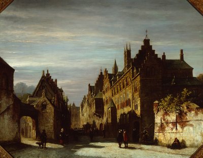 A Dutch Street Scene with Soldiers by Pieter Gerard Vertin