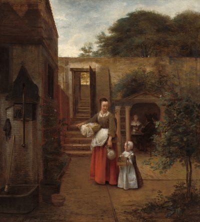 Woman and Child in a Courtyard by Pieter de Hooch