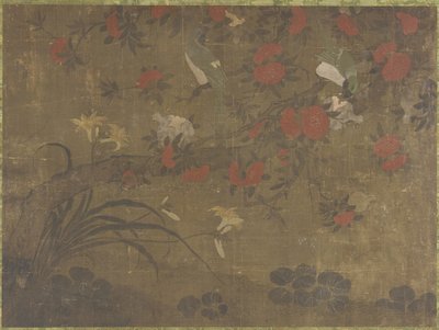 Parrots Eating Pomegranates by Qing Dynasty Chinese School