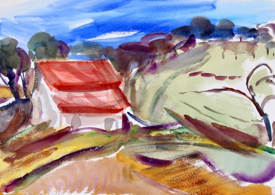 House with Red Roof, Sonoma by Richard Fox