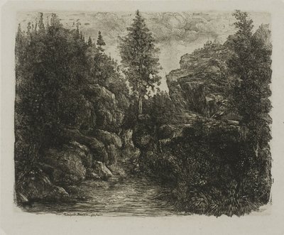 Rocky Landscape by Rodolphe Bresdin