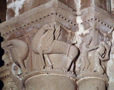 Cain kills Abel (carved capital of the transept) by Romanesque