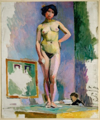 Standing Female Nude on a Table by Rudolf Levy