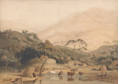 A Kaffir Village by Samuel Daniell