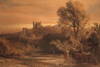 Cattle Crossing the Stream by Samuel Palmer