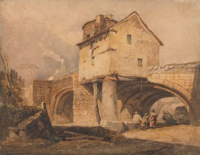 The Monnow Bridge, Monmouthshire by Samuel Prout