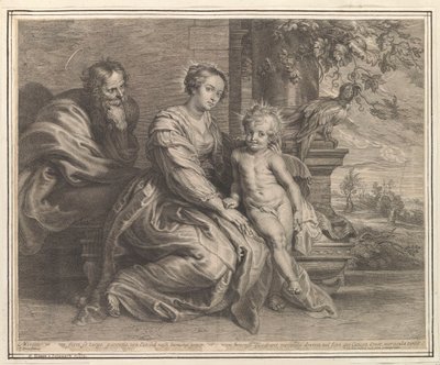 Holy Family with Parrot by Schelte Adamsz. Bolswert