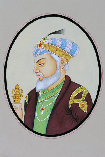 Miniature Painting of Mughal Emperor Aurangzeb by School Indian