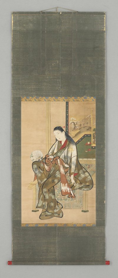 Seated Lady with Fan by Japanese School