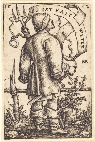 The Weather Peasant: "It is Cold Weather" by Sebald Beham