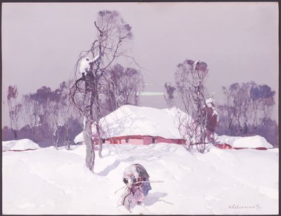 Old Lady Collecting Wood in the Snow by Sergei Kolesnikoff