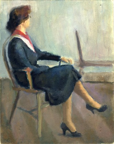 Seated Woman in Navy Blue by Shirley Markham