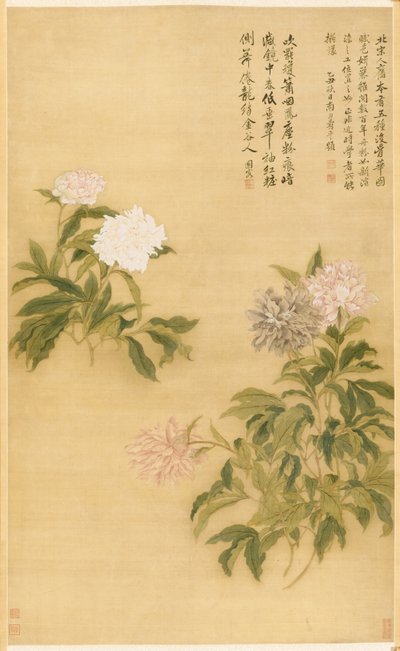 Peonies, Hanging Scroll by Shouping Yun