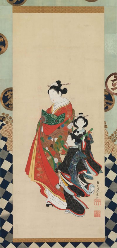 Courtesan and Attendants, late 18th century by Shunsho