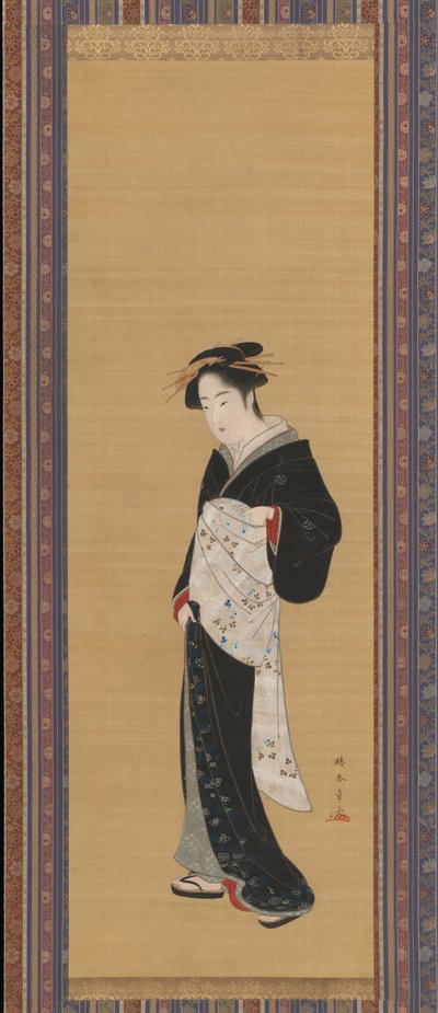 Woman in a Black Kimono, 1783-89 by Shunsho