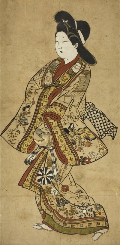 A Beauty Walking, 17th Century by Sigimura Jihei