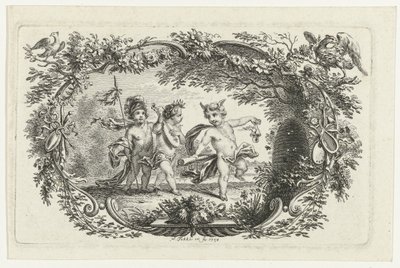Three Putti by a Beehive by Simon Fokke