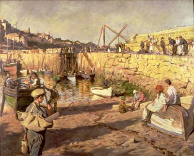 Fitting Out, Mousehole Harbour by Stanhope Alexander Forbes
