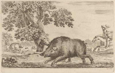 Boar Running to the Left by Stefano della Bella