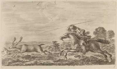 Deer Chased by Two Cavaliers by Stefano della Bella