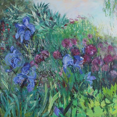 Iris with Allium by Sylvia Paul