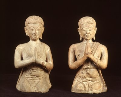 Praying terracotta figurines, Sukhothai period by Thai School