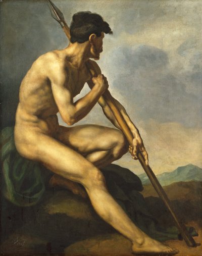Nude Warrior with a Spear by Theodore Gericault