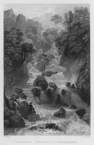 Lowdore Cataract, Cumberland (engraving) by Thomas (after) Allom