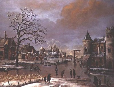 Skaters on a Frozen Canal by Thomas Heeremans